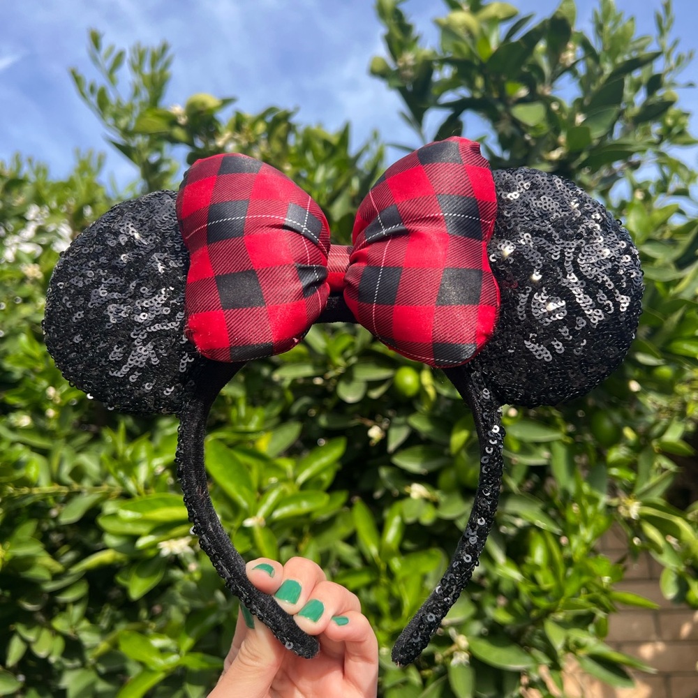 Disney Parks 2018 Christmas Plaid and Sequin Merry & Bright Minnie Mouse Ears